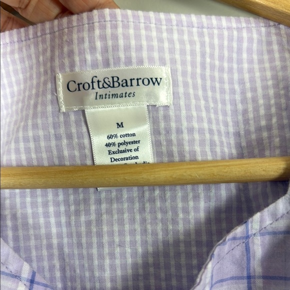Croft & Barrow House Dress Purple Plaid Button-Up Dress with Floral Embroidery - Picture 3 of 6